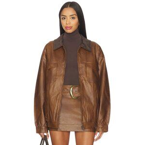 Show Me Your Mumu Maverick Bomber Jacket in Chestnut Brown XSmall New Womens